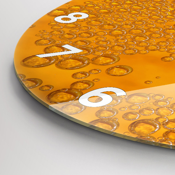 Round glass clock Beer with foam