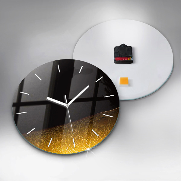 Round glass clock Orange juice
