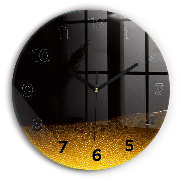 Round glass clock Orange juice