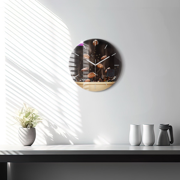 Round glass clock Hot coffee