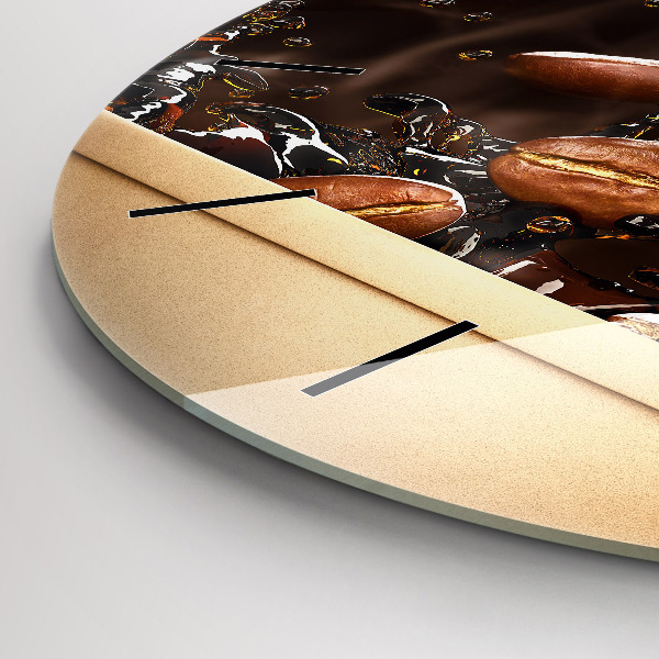 Round glass clock Hot coffee