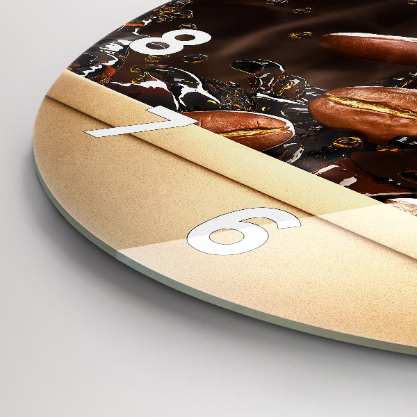 Round glass clock Hot coffee