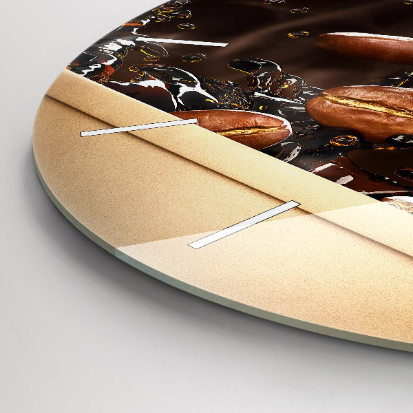 Round glass clock Hot coffee