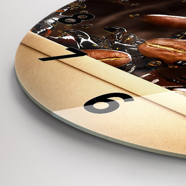 Round glass clock Hot coffee
