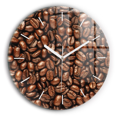 Round glass clock Coffee beans