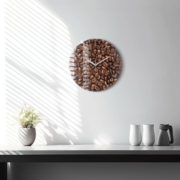 Round glass clock Coffee beans