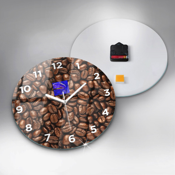 Round glass clock Coffee beans