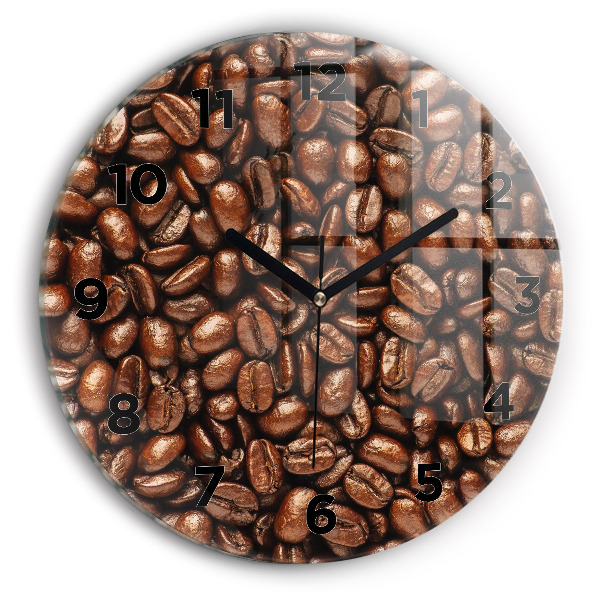 Round glass clock Coffee beans