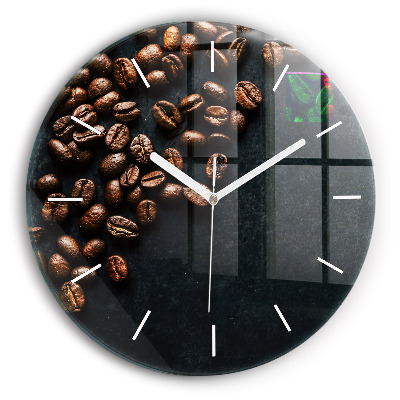 Round glass clock Coffee beans