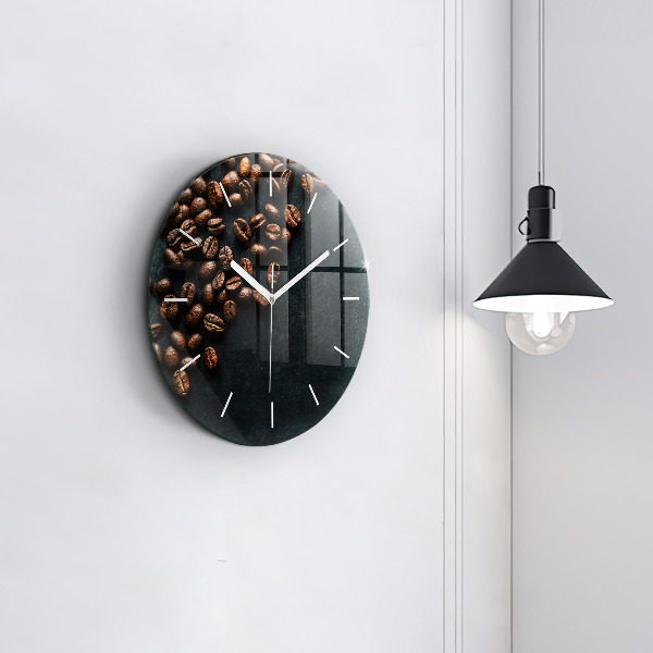 Round glass clock Coffee beans