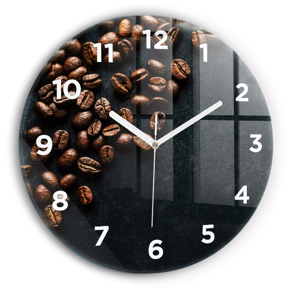 Round glass clock Coffee beans