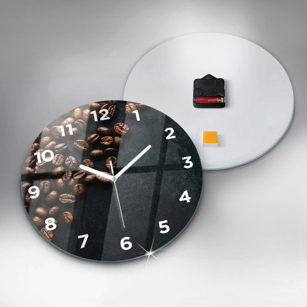 Round glass clock Coffee beans