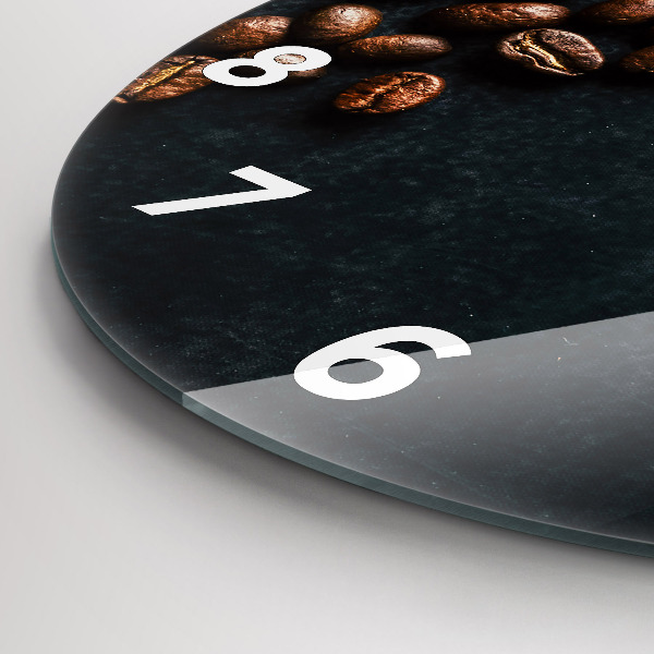 Round glass clock Coffee beans