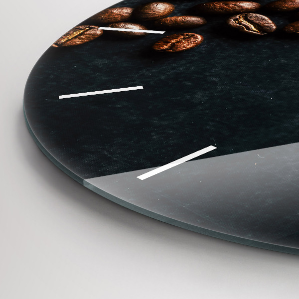 Round glass clock Coffee beans