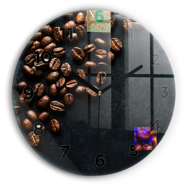 Round glass clock Coffee beans