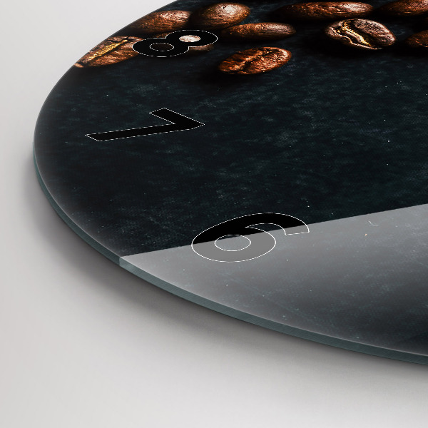 Round glass clock Coffee beans
