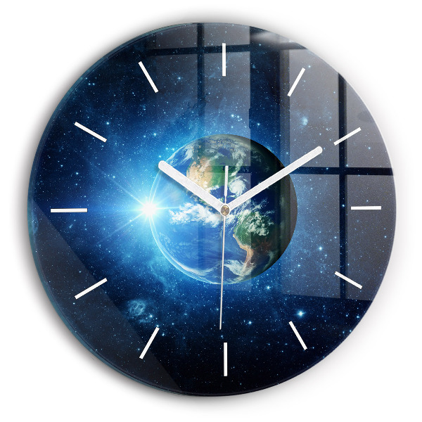 Round glass clock Earth and Galaxy – NASA