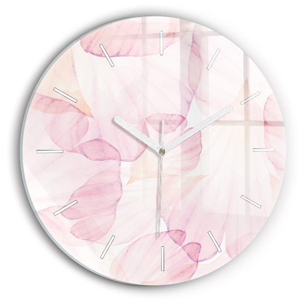 Round glass clock Watercolor petals