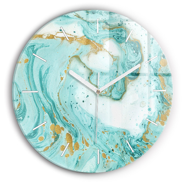 Round glass clock Marble texture