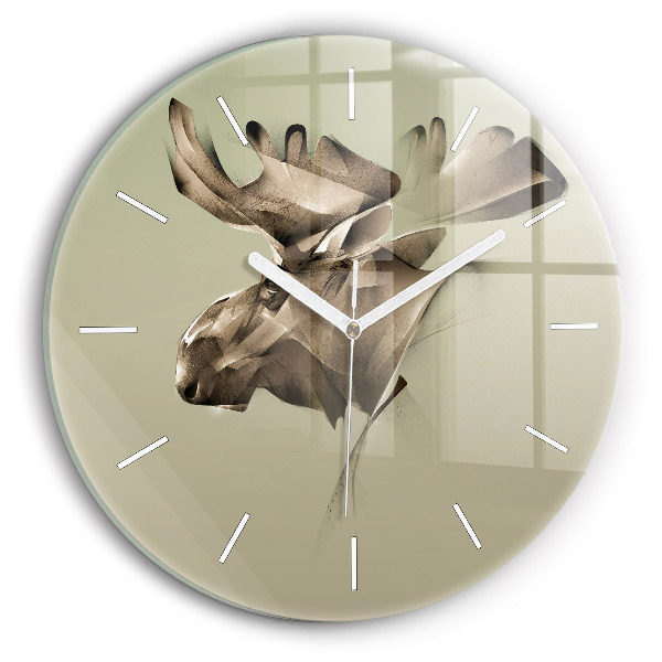 Round glass clock Graphic moose