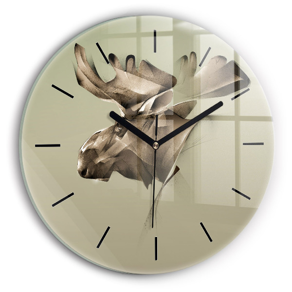 Round glass clock Graphic moose