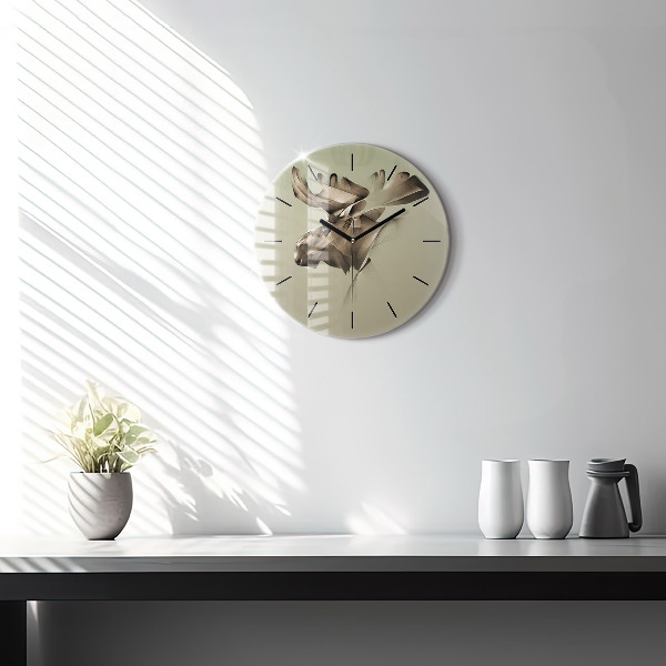 Round glass clock Graphic moose