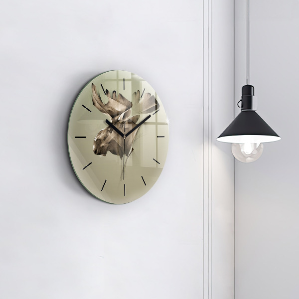 Round glass clock Graphic moose