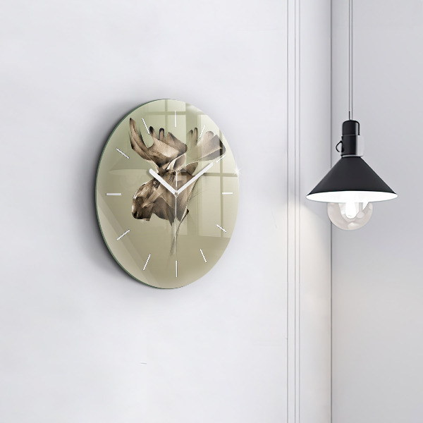 Round glass clock Graphic moose