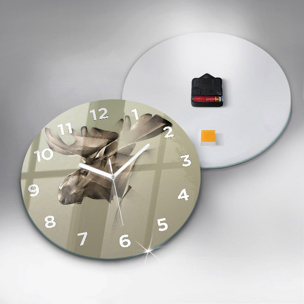 Round glass clock Graphic moose