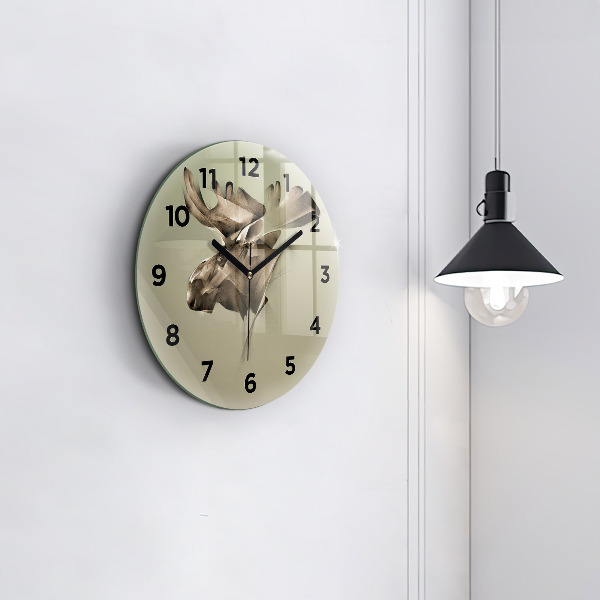 Round glass clock Graphic moose