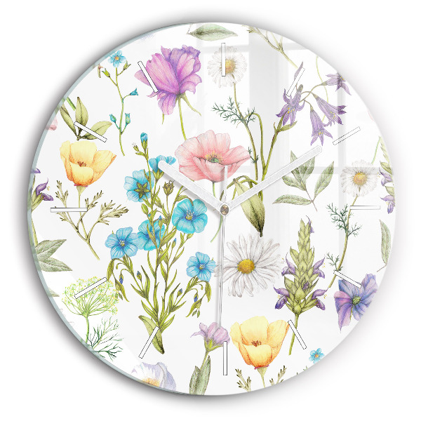 Round glass clock Flower Composition