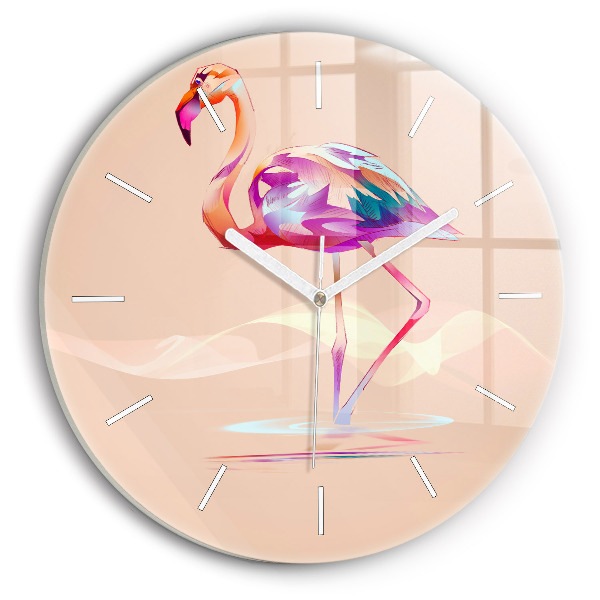 Round glass clock Flamingo illustration