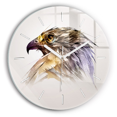 Round glass clock Bird of Predation