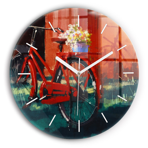 Round glass clock Painted bike