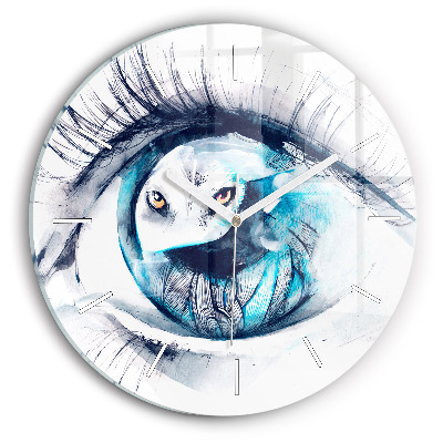 Round glass clock Wolf Eye Illustration