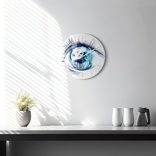 Round glass clock Wolf Eye Illustration