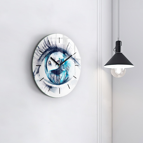 Round glass clock Wolf Eye Illustration