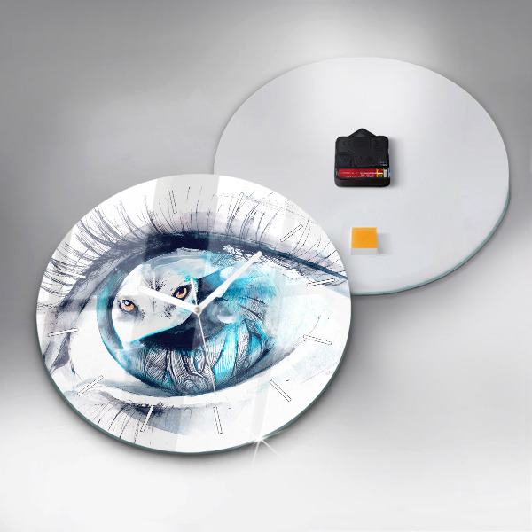 Round glass clock Wolf Eye Illustration