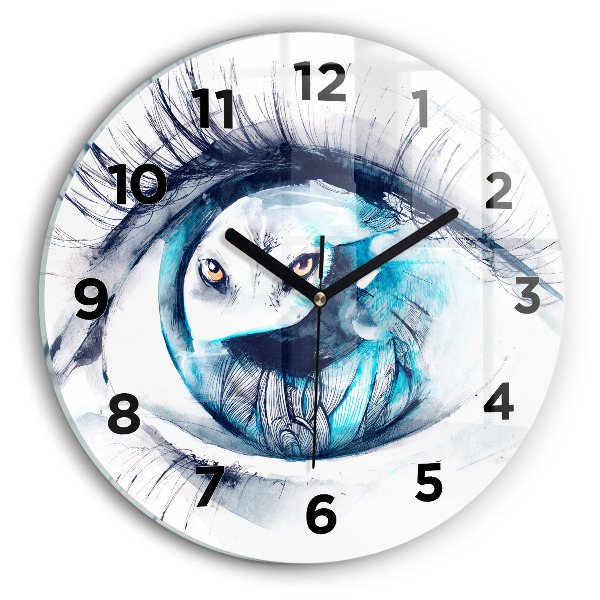 Round glass clock Wolf Eye Illustration