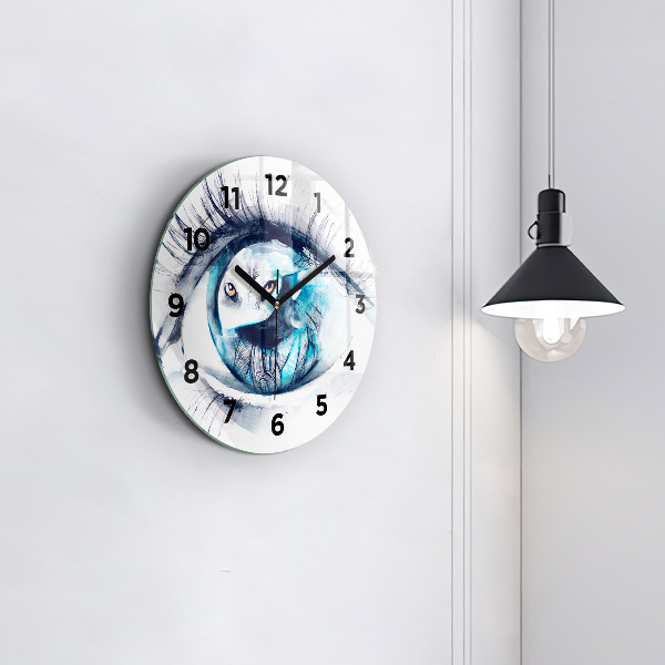 Round glass clock Wolf Eye Illustration