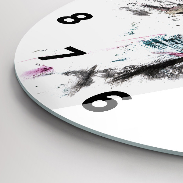 Round glass clock Painted Wolf Profile