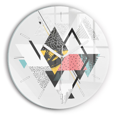 Round glass clock Geometric pattern
