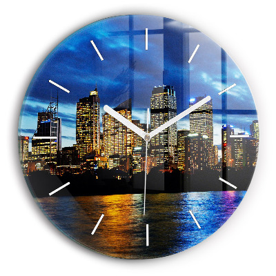 Round glass clock Sydney In The Evening