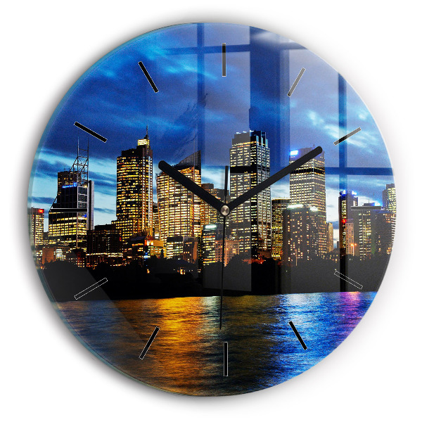 Round glass clock Sydney In The Evening