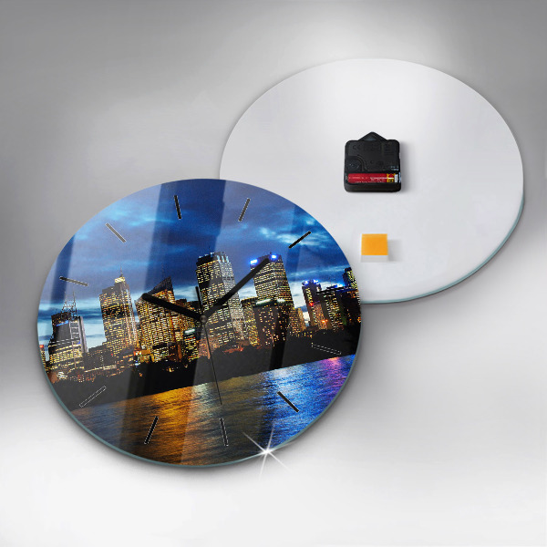 Round glass clock Sydney In The Evening