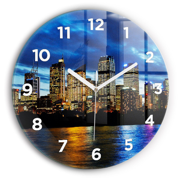 Round glass clock Sydney In The Evening