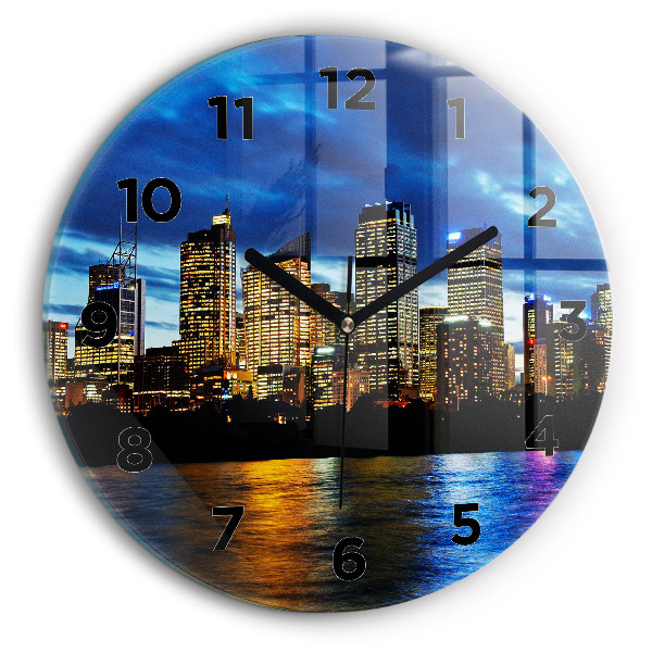 Round glass clock Sydney In The Evening