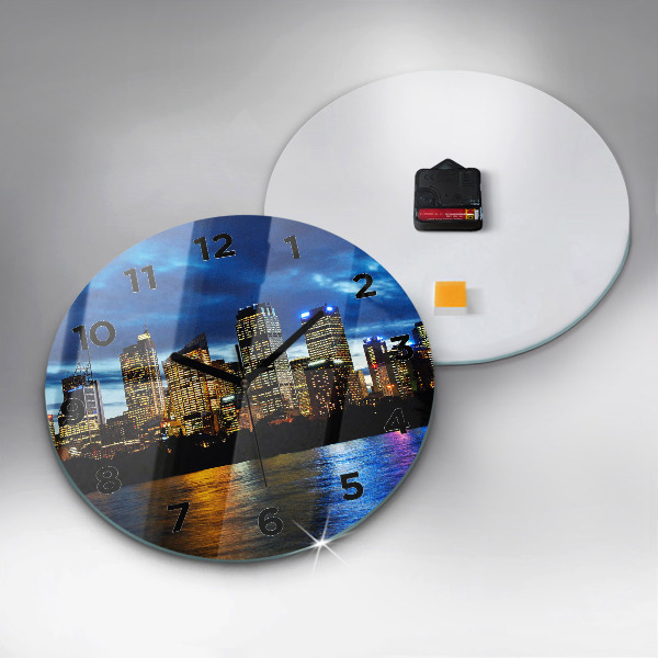 Round glass clock Sydney In The Evening