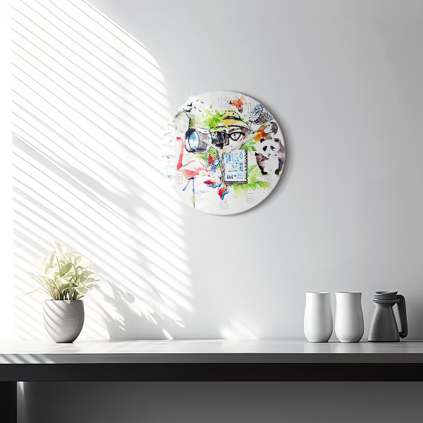 Round glass clock Zoologist