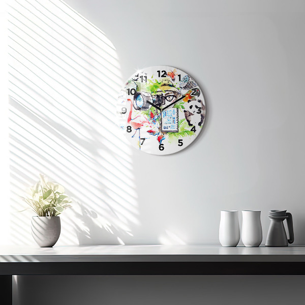 Round glass clock Zoologist
